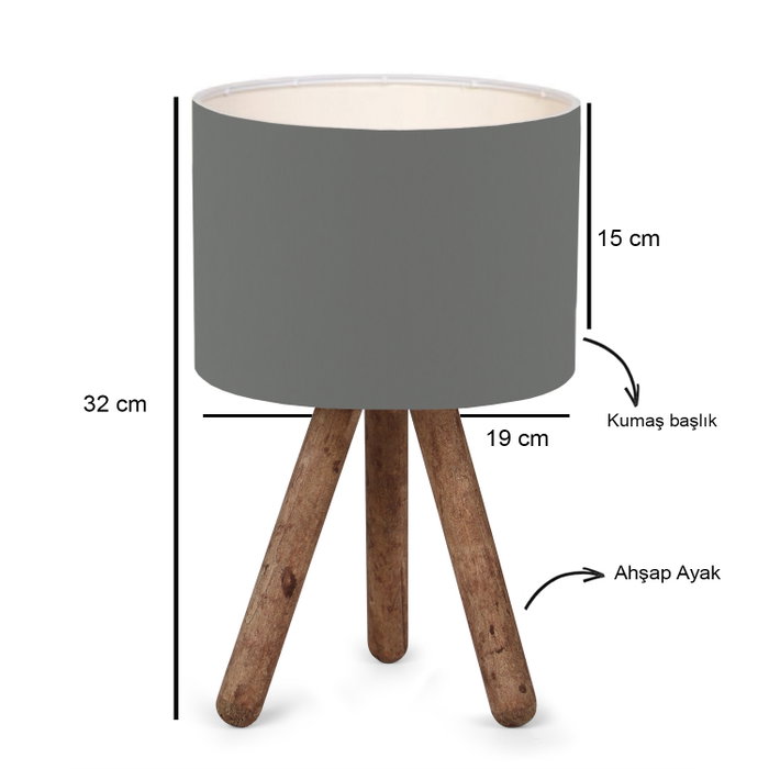 Opviq Lámpara de Mesa de Madera Gris Oscuro AYD-2941 Opviq Lámpara de Mesa de Madera Gris Oscuro AYD-2941